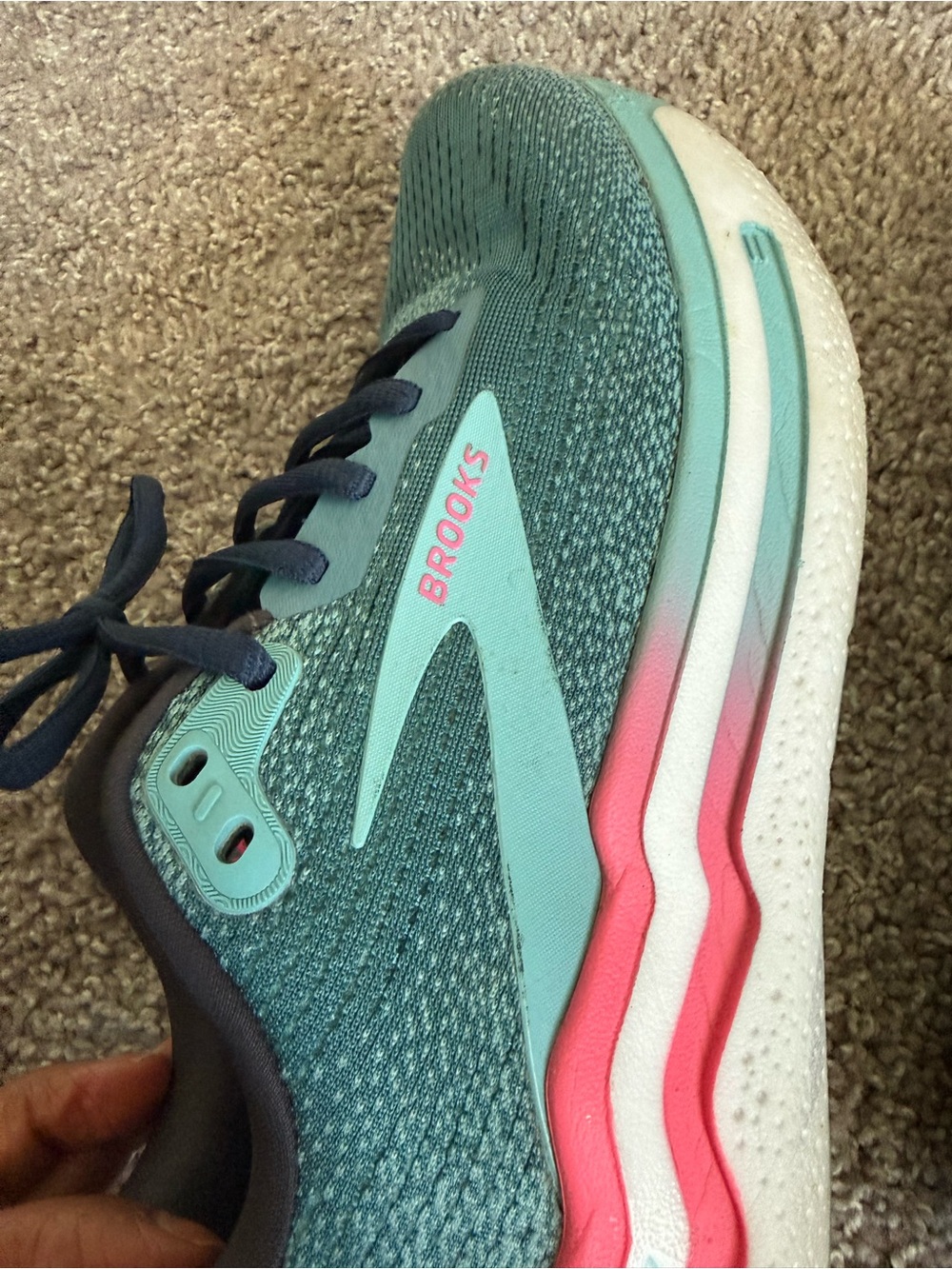 Brooks Women's Teal and Pink Athletic Running Shoes - Picture 3 of 16